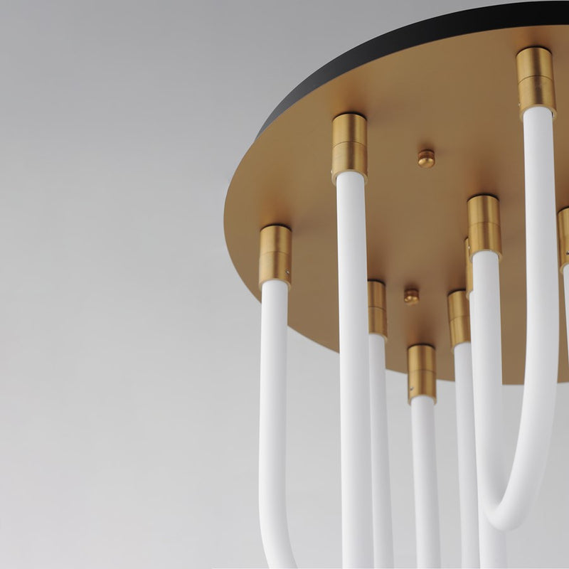 ET2 Lighting Soleil 7-Light LED RD Flush Mount, Natural Aged Brass