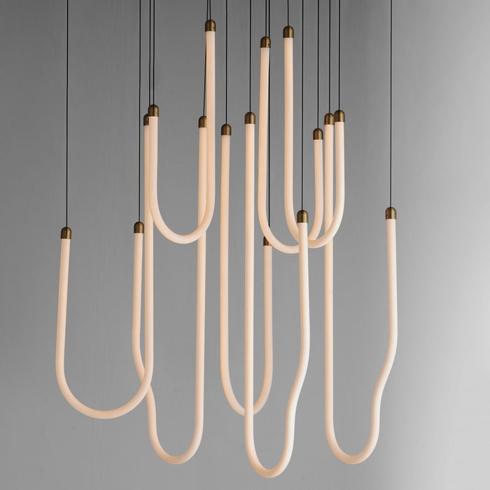 ET2 Lighting Soleil 8-Light LED Pendant, Natural Aged Brass