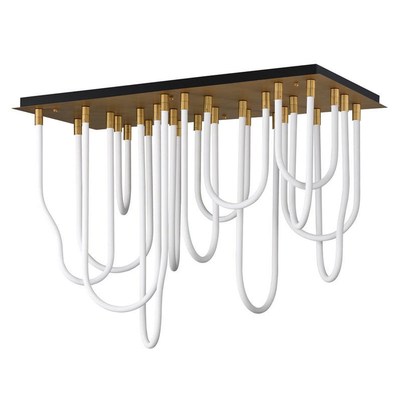 ET2 Lighting Soleil 14-Light LED SQ Flush Mount, Natural Aged Brass