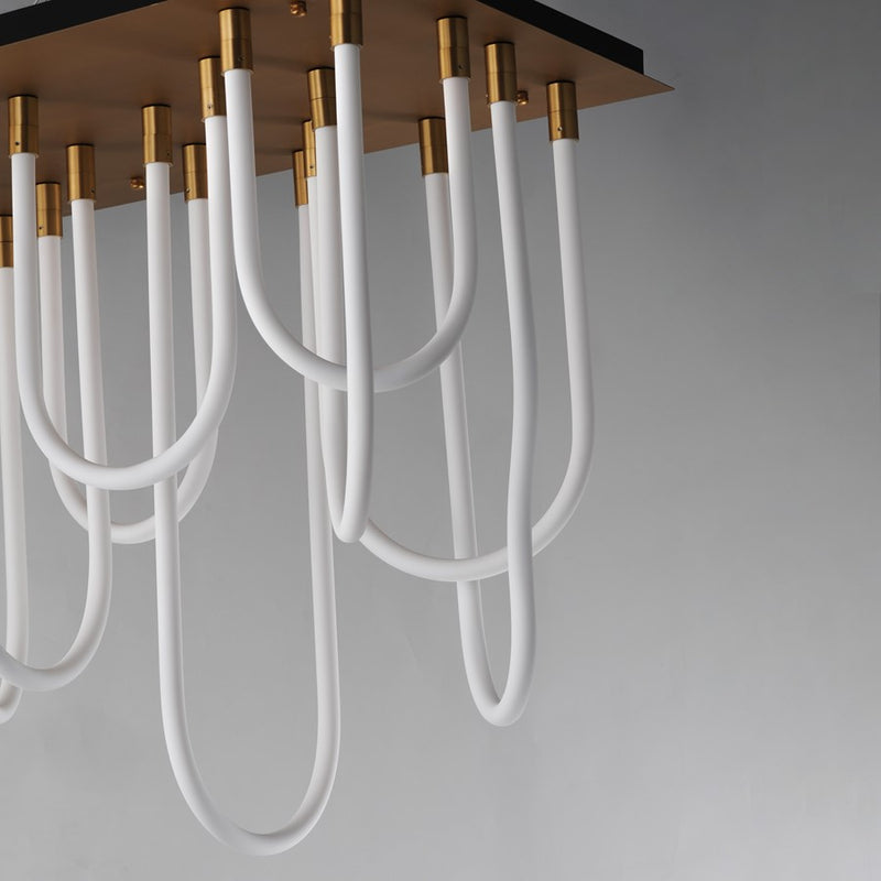 ET2 Lighting Soleil 14-Light LED SQ Flush Mount, Natural Aged Brass