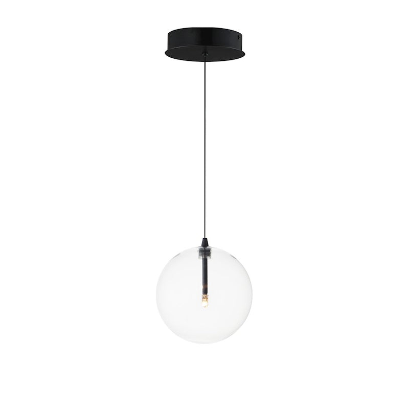 ET2 Lighting Global 1 Light LED Pendant, Black/Clear