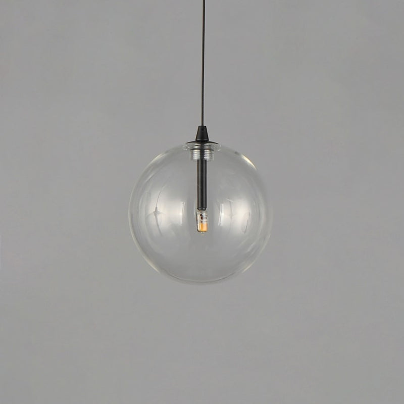 ET2 Lighting Global 1 Light LED Pendant, Black/Clear