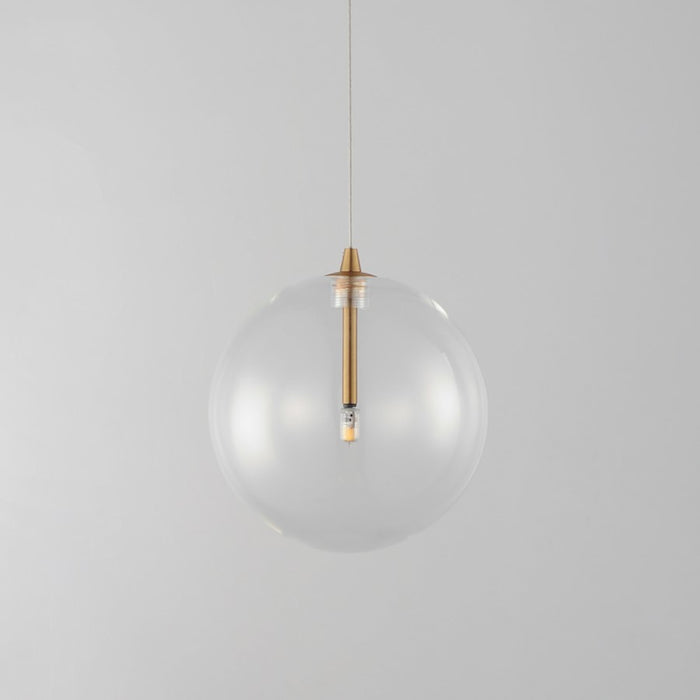 ET2 Lighting Global 1 Light LED Pendant, Brass/Clear