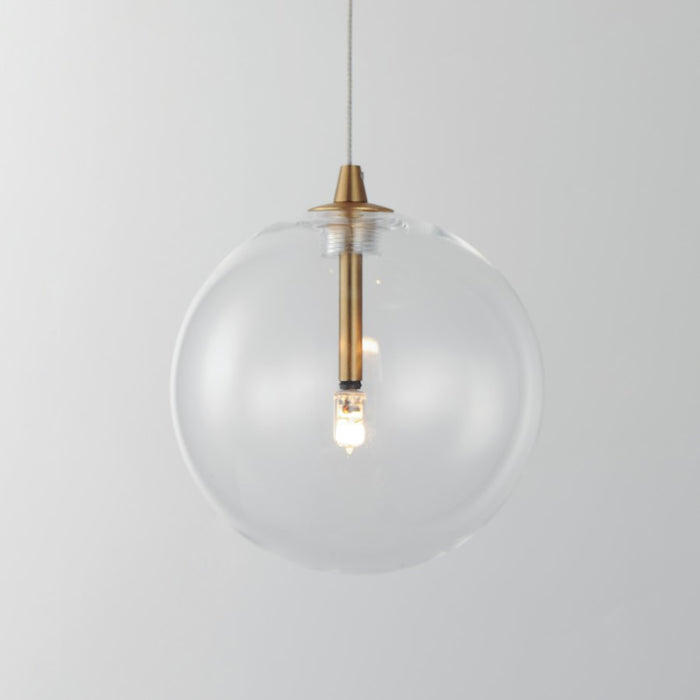 ET2 Lighting Global 1 Light LED Pendant, Brass/Clear