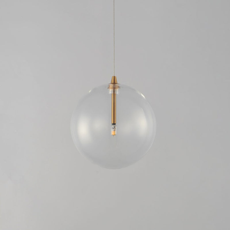 ET2 Lighting Global 1 Light LED Pendant, Brass/Clear
