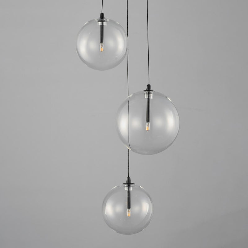 ET2 Lighting Global 3 Light LED Pendant, Black/Clear