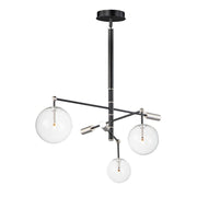 ET2 Lighting Global 3-Light LED Chandelier, Black/Satin Nickel