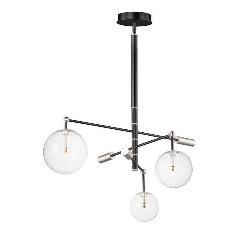 ET2 Lighting Global 3-Light LED Chandelier, Black/Satin Nickel