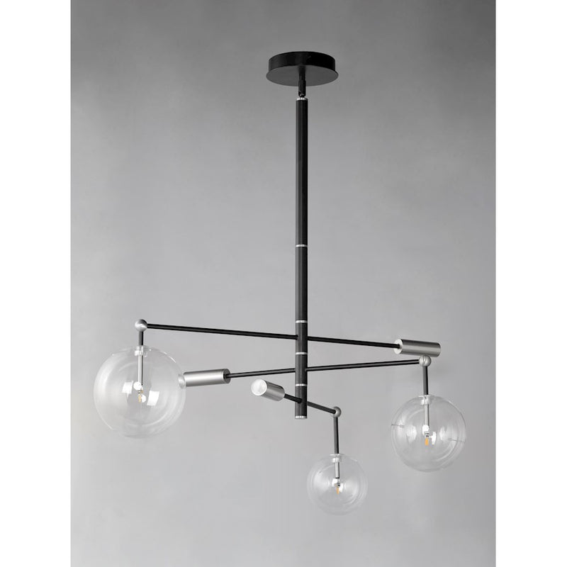 ET2 Lighting Global 3-Light LED Chandelier, Black/Satin Nickel