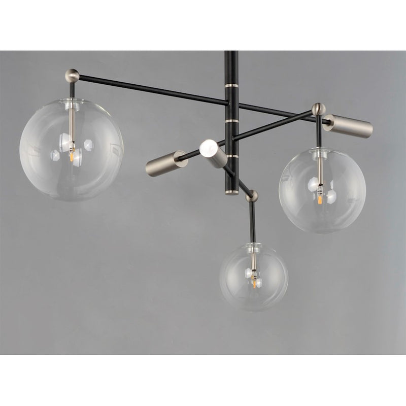 ET2 Lighting Global 3-Light LED Chandelier, Black/Satin Nickel