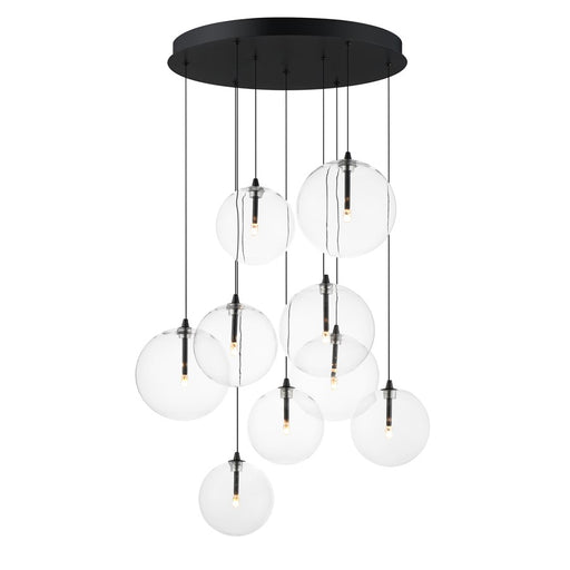 ET2 Lighting Global 9-Light LED Chandelier, Black/Clear - E25077-18BK