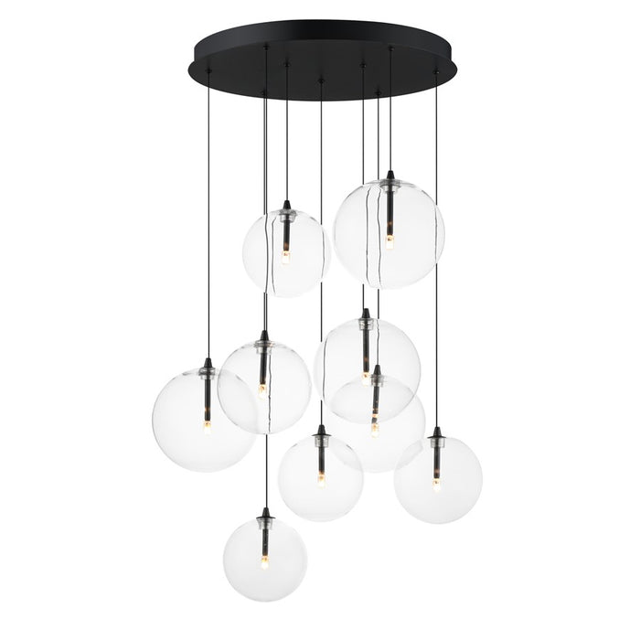 ET2 Lighting Global 9-Light LED Chandelier, Black/Clear - E25077-18BK