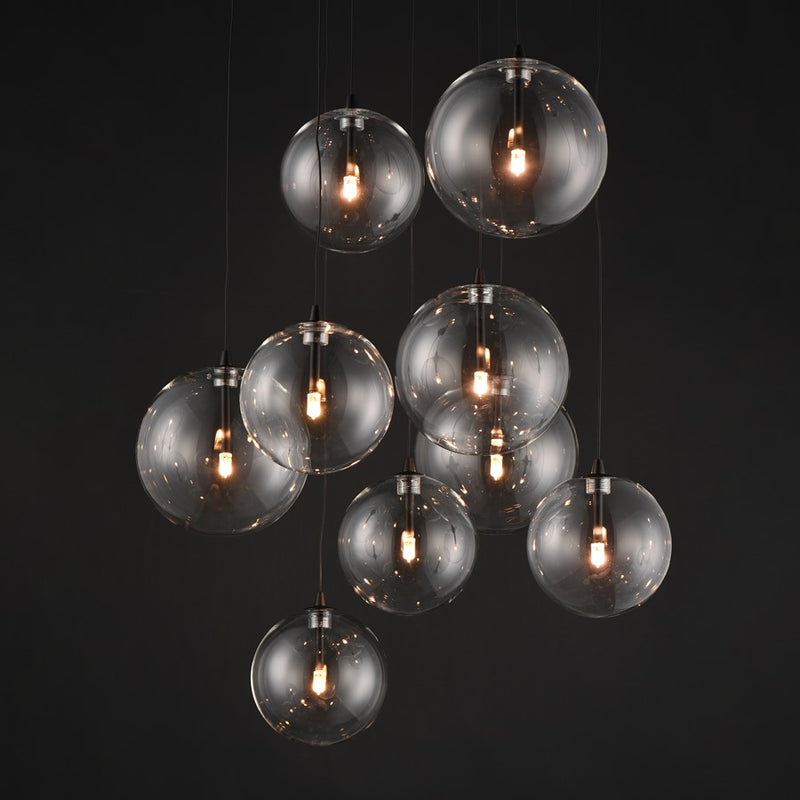 ET2 Lighting Global 9-Light LED Chandelier, Black/Clear
