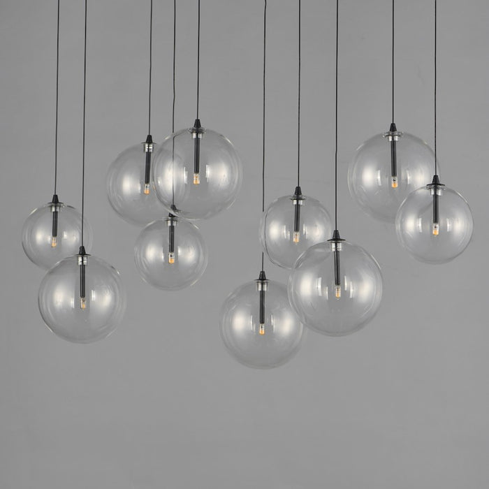 ET2 Lighting Global 10 Light LED Pendant, Black/Clear