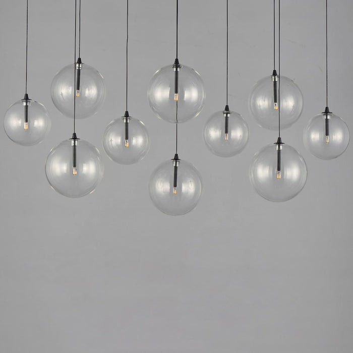 ET2 Lighting Global 10 Light LED Pendant, Black/Clear