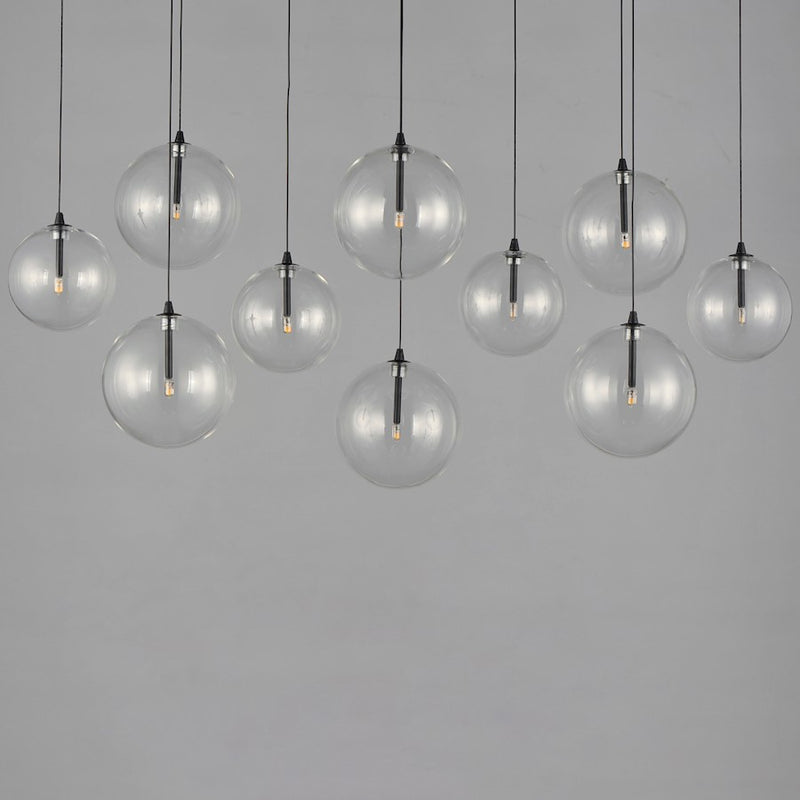 ET2 Lighting Global 10 Light LED Pendant, Black/Clear