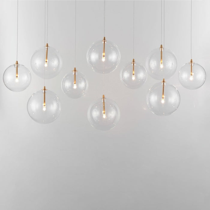 ET2 Lighting Global 10 Light LED Pendant, Brass/Clear