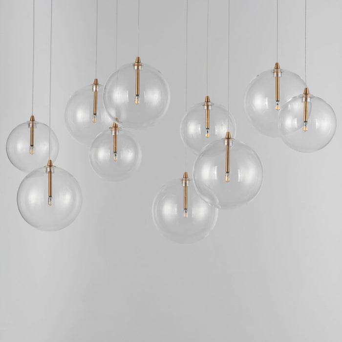 ET2 Lighting Global 10 Light LED Pendant, Brass/Clear