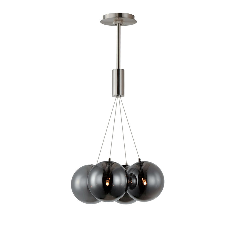 ET2 Lighting Burst 4 Light LED Pendant, Satin Nickel/Smoke - E25084-142SN