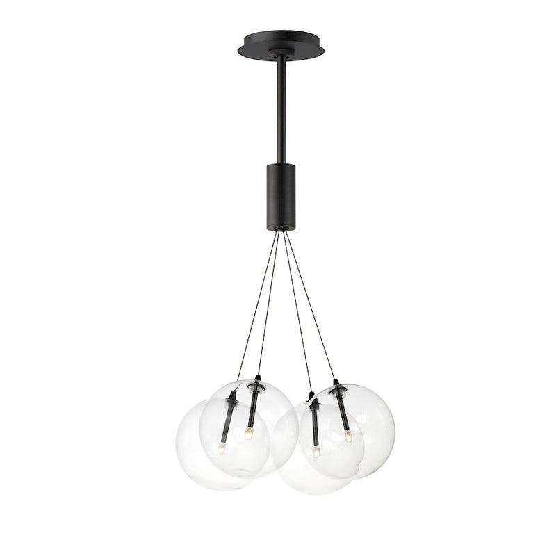 ET2 Lighting Burst 4 Light LED Pendant, Black/Clear