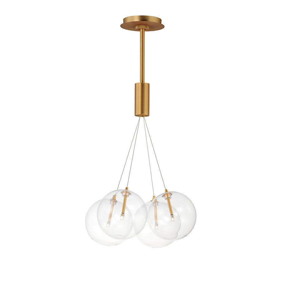 ET2 Lighting Burst 4 Light LED Pendant, Gold/Clear - E25084-18GLD