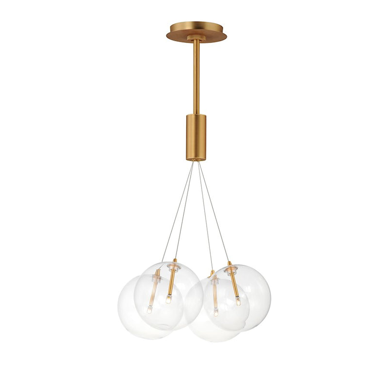 ET2 Lighting Burst 4 Light LED Pendant, Gold/Clear