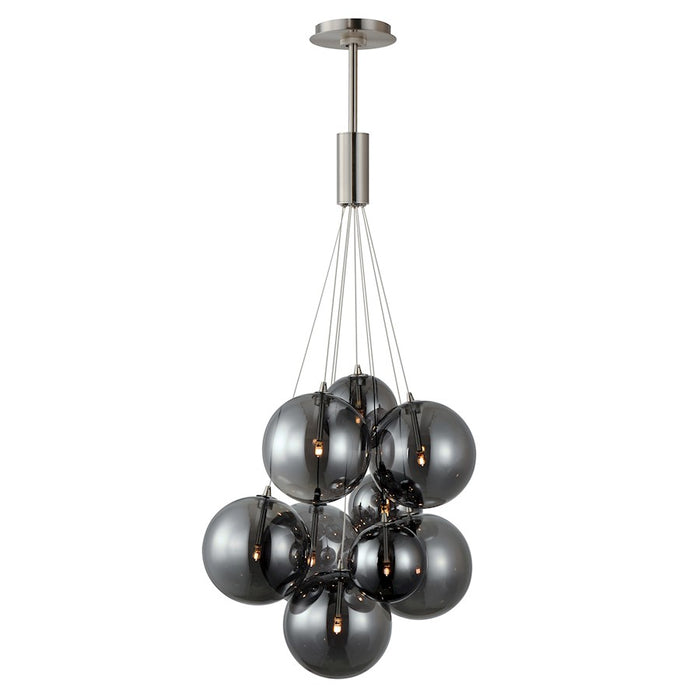 ET2 Lighting Burst 9 Light LED Pendant, Satin Nickel/Smoke - E25087-142SN