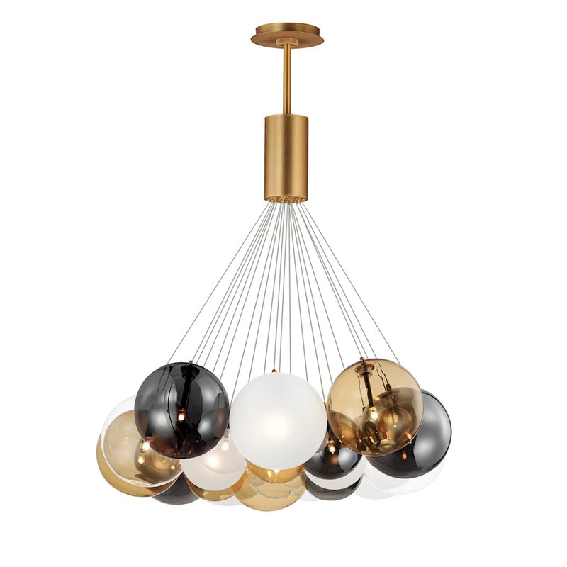 ET2 Lighting Burst 9 Light LED Pendant, Black/Clear