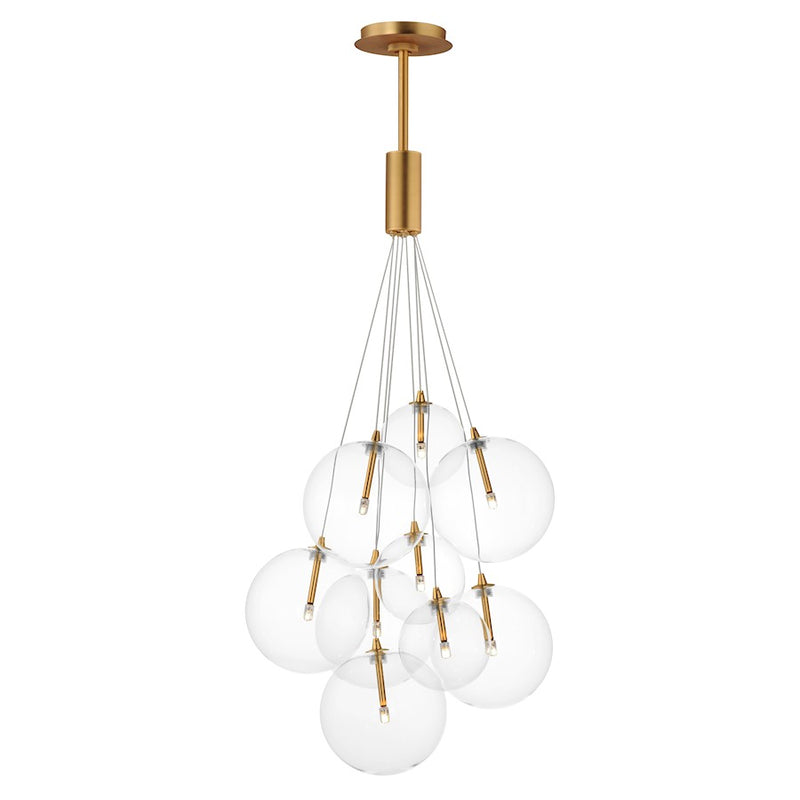 ET2 Lighting Burst 9 Light LED Pendant, Gold/Clear