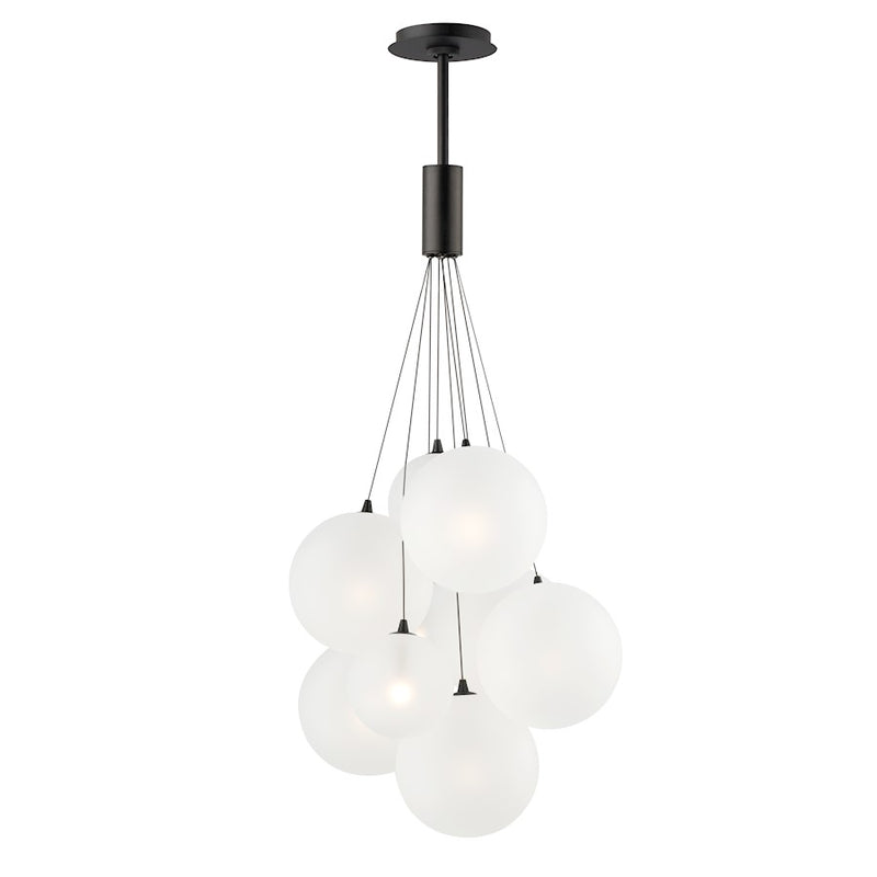 ET2 Lighting Burst 9Lt LED Pendant, Black/Nickel/Translucent Frost