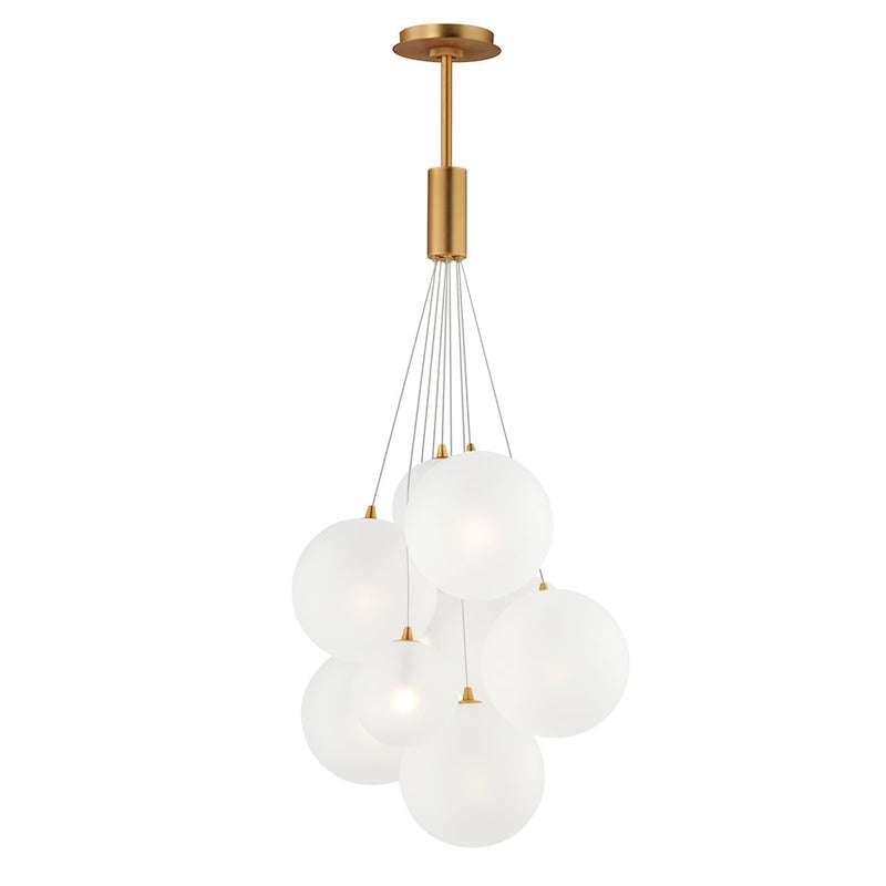 ET2 Lighting Burst 9Lt LED Pendant, Gold/Nickel/Translucent Frost