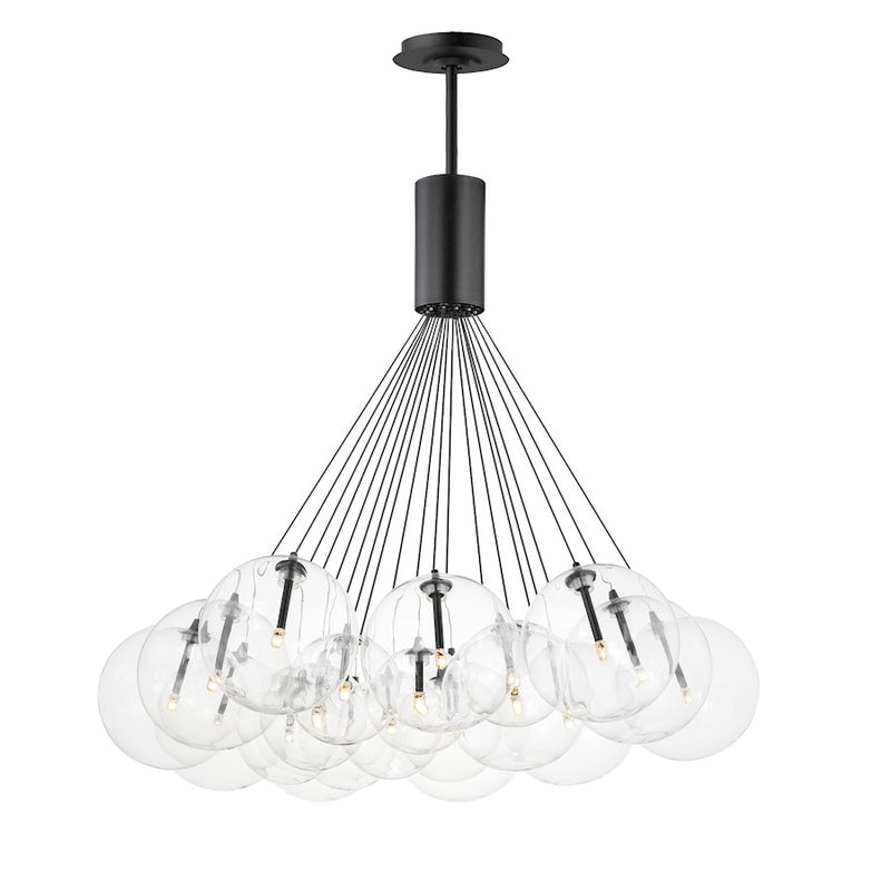 ET2 Lighting Burst 20 Light LED Pendant, Black/Clear