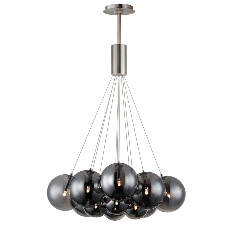 ET2 Lighting Burst 12 Light LED Pendant Satin Nickel/Smoke