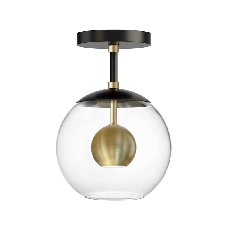 ET2 Lighting Nucleus 1-Light Flush Mount, Black/Aged Brass