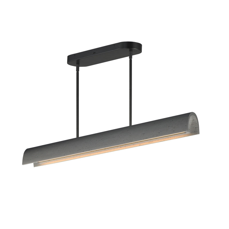 ET2 Matera 50in 1-Light Linear Pendant | Modern Gray Concrete and Acrylic | Kitchen Island & Dining Room | 49.5 x 3.75 x 4 in | Model E25236-GY