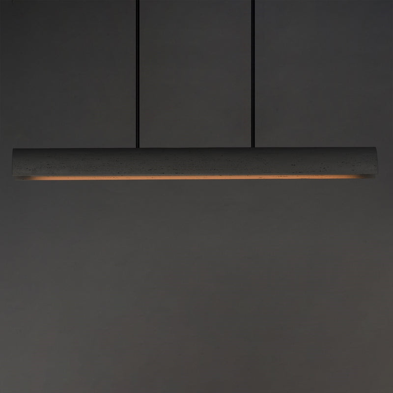 ET2 Matera 50in 1-Light Linear Pendant | Modern Gray Concrete and Acrylic | Kitchen Island & Dining Room | 49.5 x 3.75 x 4 in | Model E25236-GY