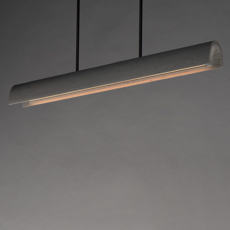 ET2 Matera 50in 1-Light Linear Pendant | Modern Gray Concrete and Acrylic | Kitchen Island & Dining Room | 49.5 x 3.75 x 4 in | Model E25236-GY