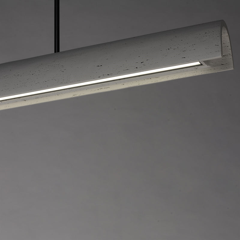 ET2 Matera 50in 1-Light Linear Pendant | Modern Gray Concrete and Acrylic | Kitchen Island & Dining Room | 49.5 x 3.75 x 4 in | Model E25236-GY