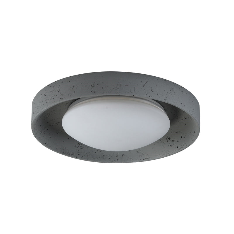ET2 Matera 18in 1-Light LED Flush Mount | Contemporary Gray Concrete and Acrylic | Bedroom & Hallway | 17.5 x 17.5 x 3.75 in | Model E25238-GY