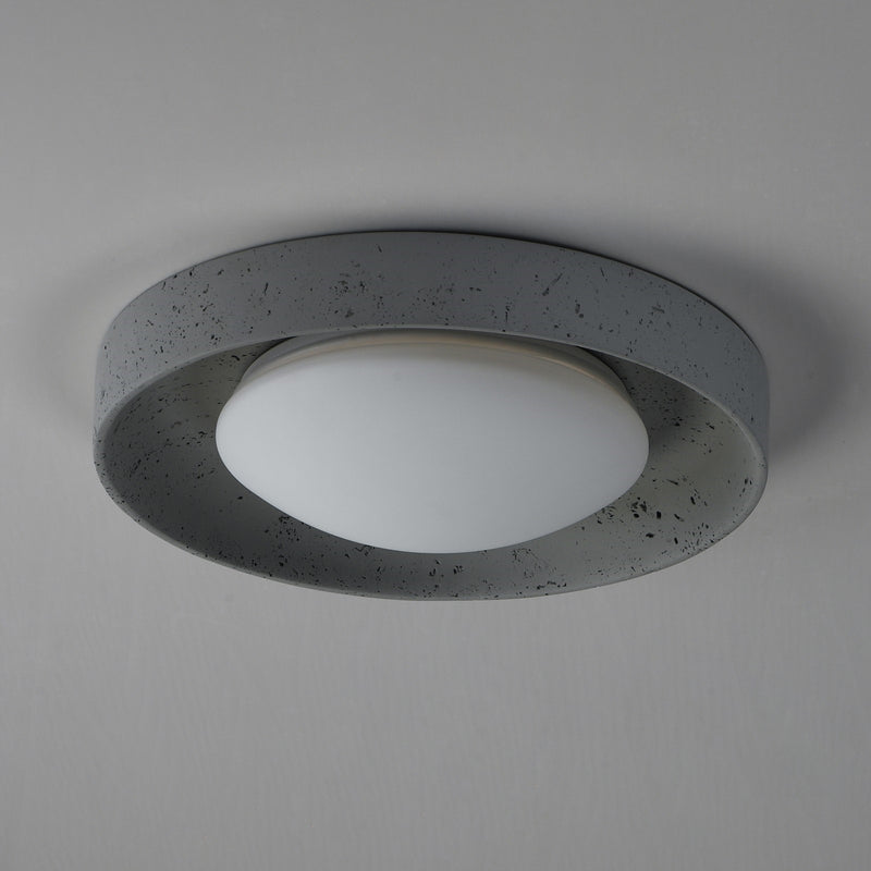 ET2 Matera 18in 1-Light LED Flush Mount | Contemporary Gray Concrete and Acrylic | Bedroom & Hallway | 17.5 x 17.5 x 3.75 in | Model E25238-GY