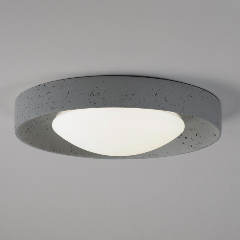 ET2 Matera 18in 1-Light LED Flush Mount | Contemporary Gray Concrete and Acrylic | Bedroom & Hallway | 17.5 x 17.5 x 3.75 in | Model E25238-GY