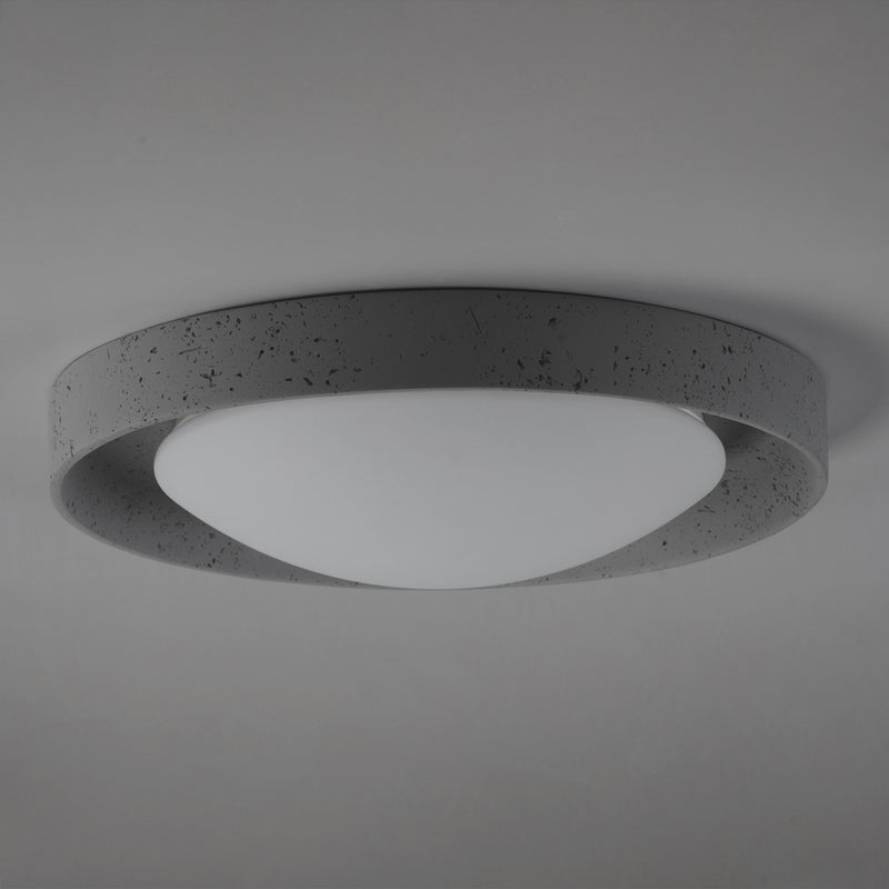ET2 Matera 22in 1-Light LED Flush Mount | Contemporary Gray Concrete and Acrylic | Bedroom & Hallway | 22 x 22 x 4.5 in | Model E25239-GY