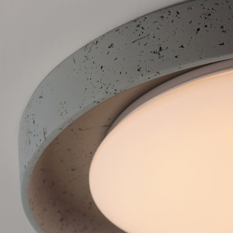 ET2 Matera 22in 1-Light LED Flush Mount | Contemporary Gray Concrete and Acrylic | Bedroom & Hallway | 22 x 22 x 4.5 in | Model E25239-GY