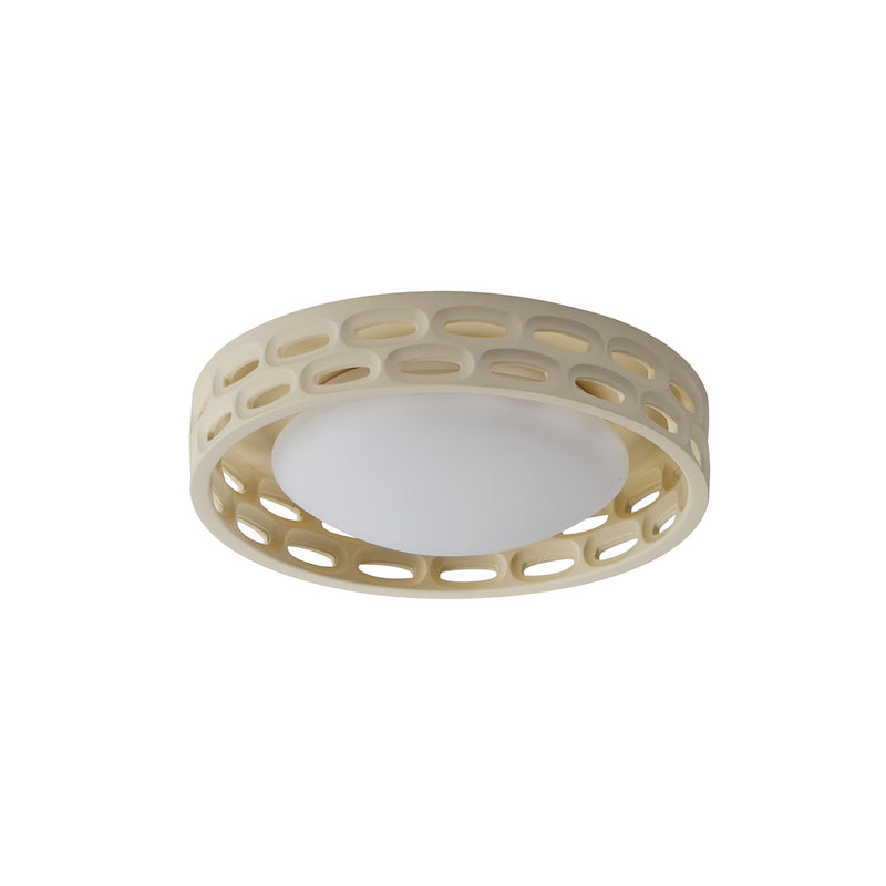 ET2 Cambria 13in 1-Light LED Flush Mount | Modern Oyster Gypsum and Acrylic | Bedroom & Hallway | 12.5 x 3 in | Model E25251-OY