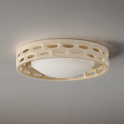 ET2 Cambria 13in 1-Light LED Flush Mount | Modern Oyster Gypsum and Acrylic | Bedroom & Hallway | 12.5 x 3 in | Model E25251-OY