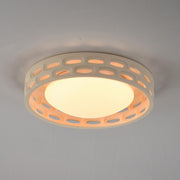 ET2 Cambria 13in 1-Light LED Flush Mount | Modern Oyster Gypsum and Acrylic | Bedroom & Hallway | 12.5 x 3 in | Model E25251-OY