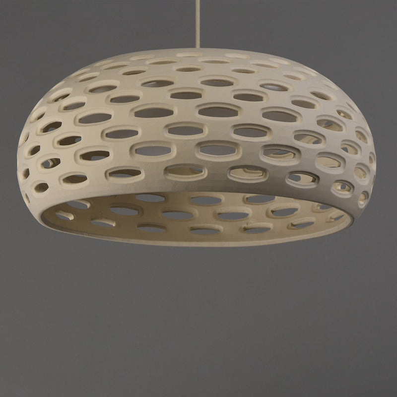 ET2 Cambria 22in 1-Light Pendant | Modern Oyster Gypsum and Acrylic | Kitchen Island & Dining Room | 21.5 x 21.5 x 9 in | Model E25255-OY
