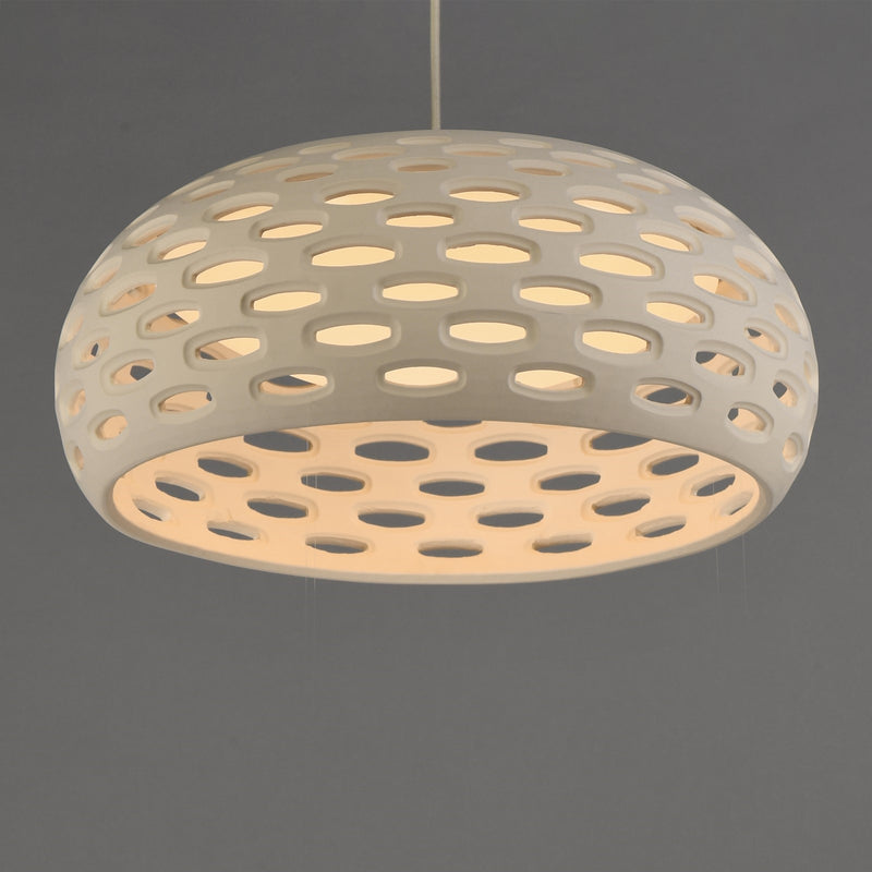 ET2 Cambria 22in 1-Light Pendant | Modern Oyster Gypsum and Acrylic | Kitchen Island & Dining Room | 21.5 x 21.5 x 9 in | Model E25255-OY
