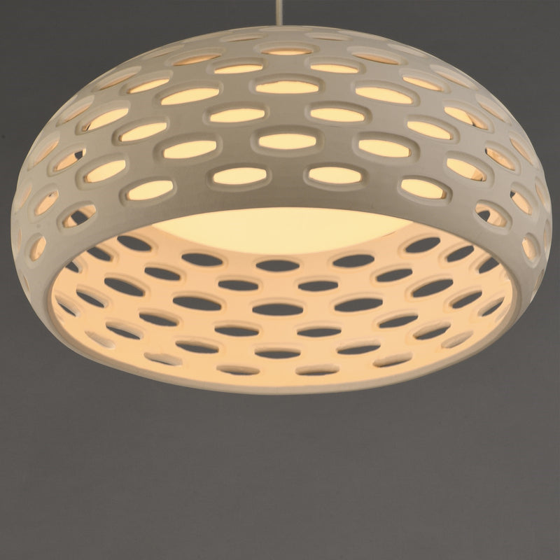 ET2 Cambria 22in 1-Light Pendant | Modern Oyster Gypsum and Acrylic | Kitchen Island & Dining Room | 21.5 x 21.5 x 9 in | Model E25255-OY