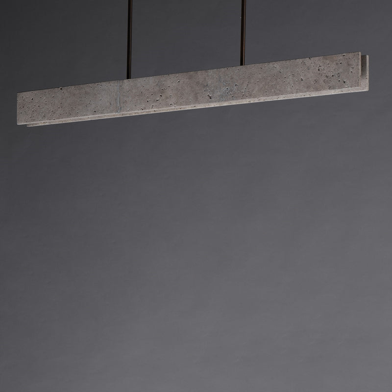 ET2 Lintel 47in 1-Light Linear Pendant | Modern Titanium Travertine and Antique Bronze | Kitchen Island & Dining Room | Model E26266-TTVBZ